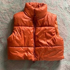 Burnt orange crop puffer vest